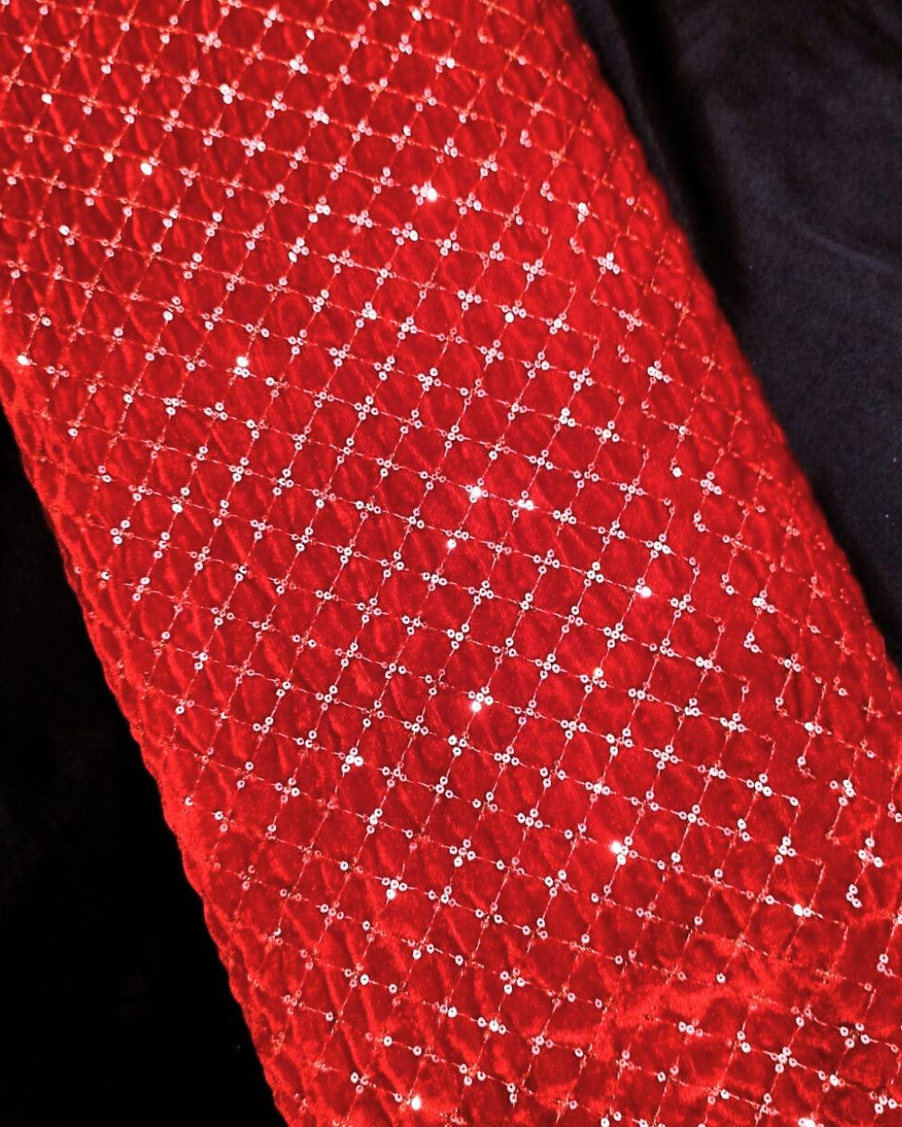Velvet Work Red Colour 43 Inches Width
