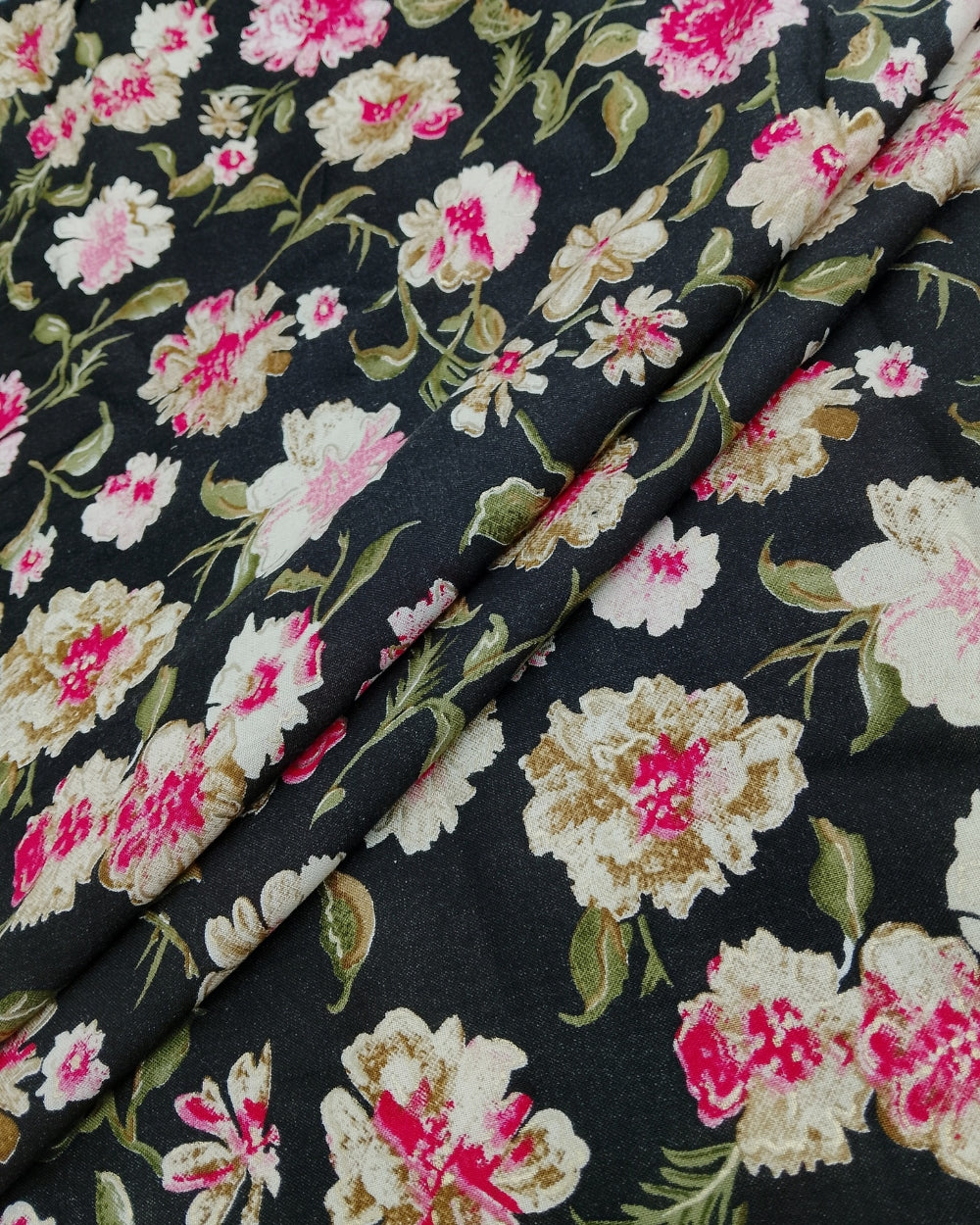 Rayon Foil Print Black Colour 44 Inches Width