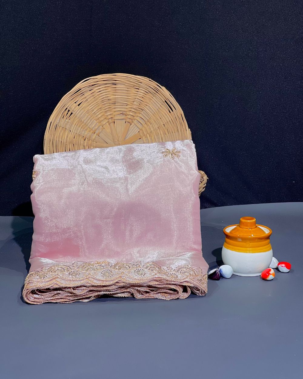 Jimmy Choo Work with both side Border Dupatta Fabric Pastel Pink Colour 38 Inches Width