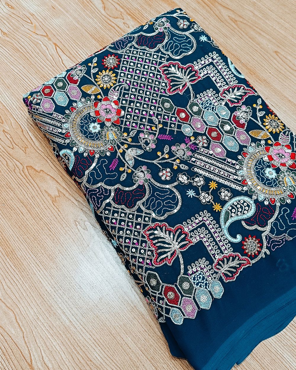 Georgette Work Kerosene (Multicolor) Colour 43 Inches Width