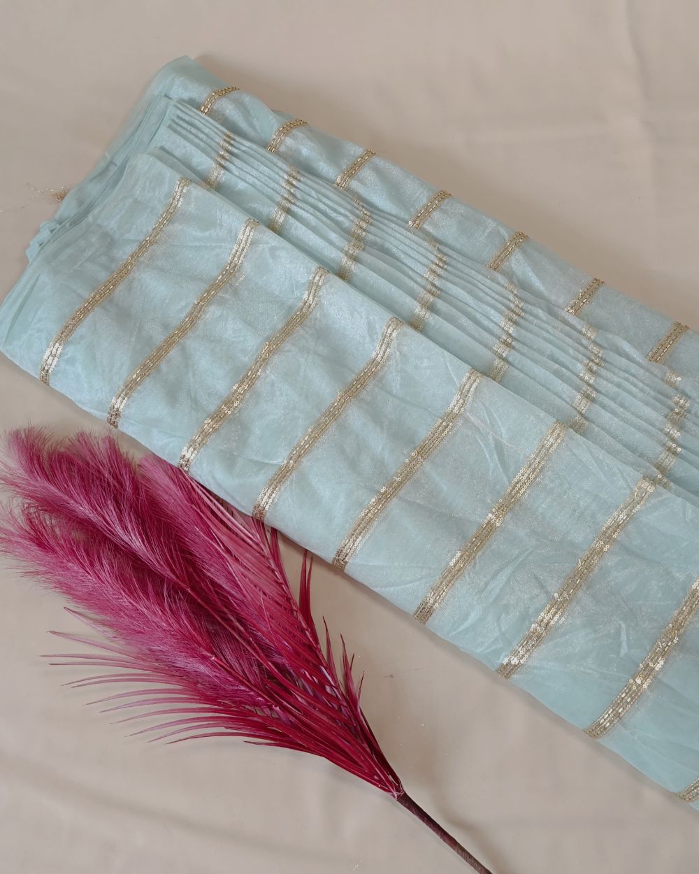 Twill Net Work Pastel Blue Colour 42 Inches Width