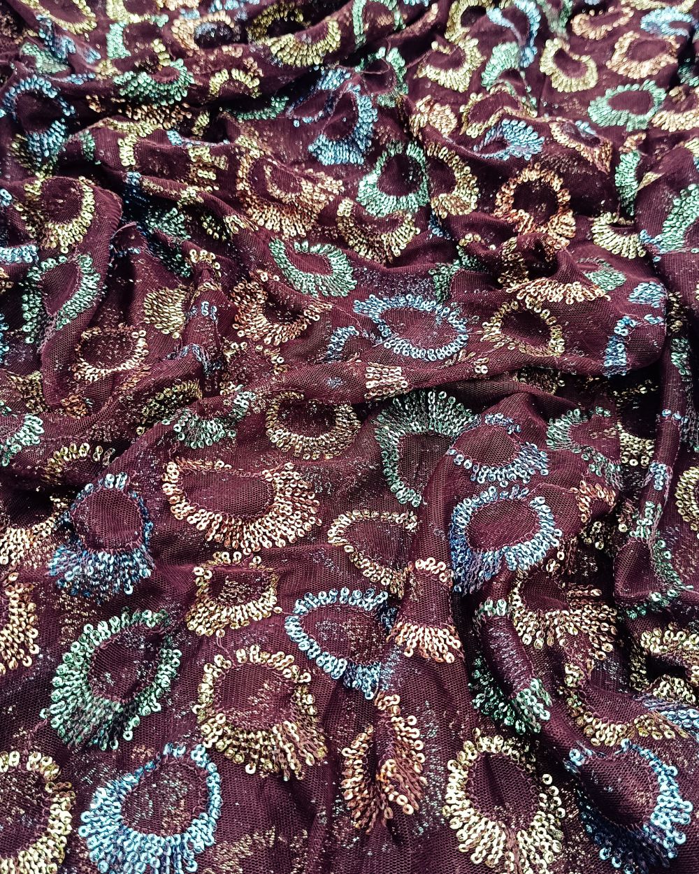 Net Work Wine Colour 55 Inches Width