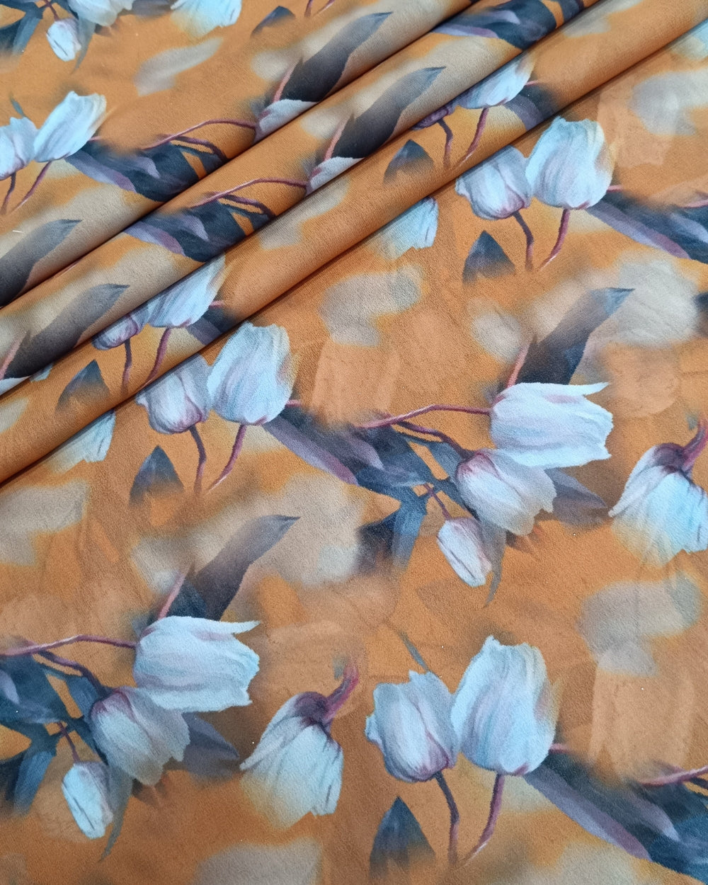 Fox Georgette Digital Print Mustard Colour 44 Inches Width