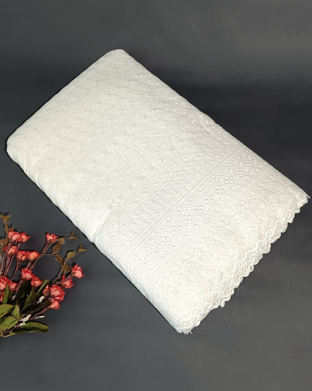 Chikankari Cotton With Border Work White Colour 42 Inches Width