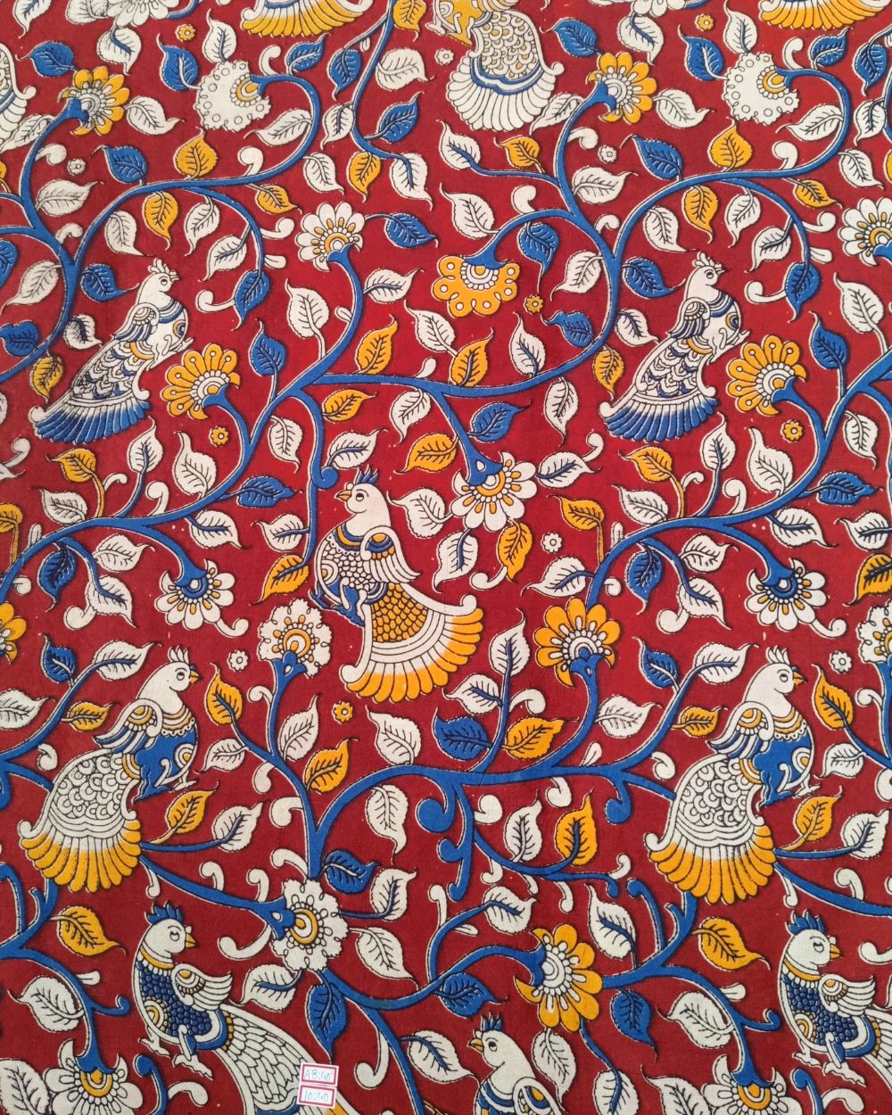 Hand Block Printed Cotton Kalamkari Maroon Colour 46 Inches Width