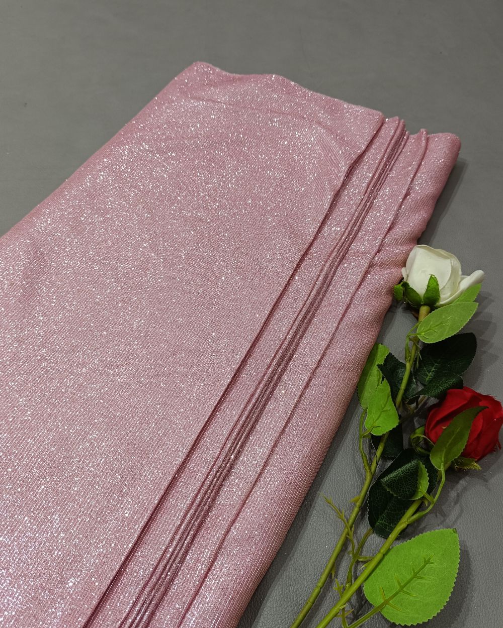 Imported Sparkle Peach Pink Colour 55 Inches Width