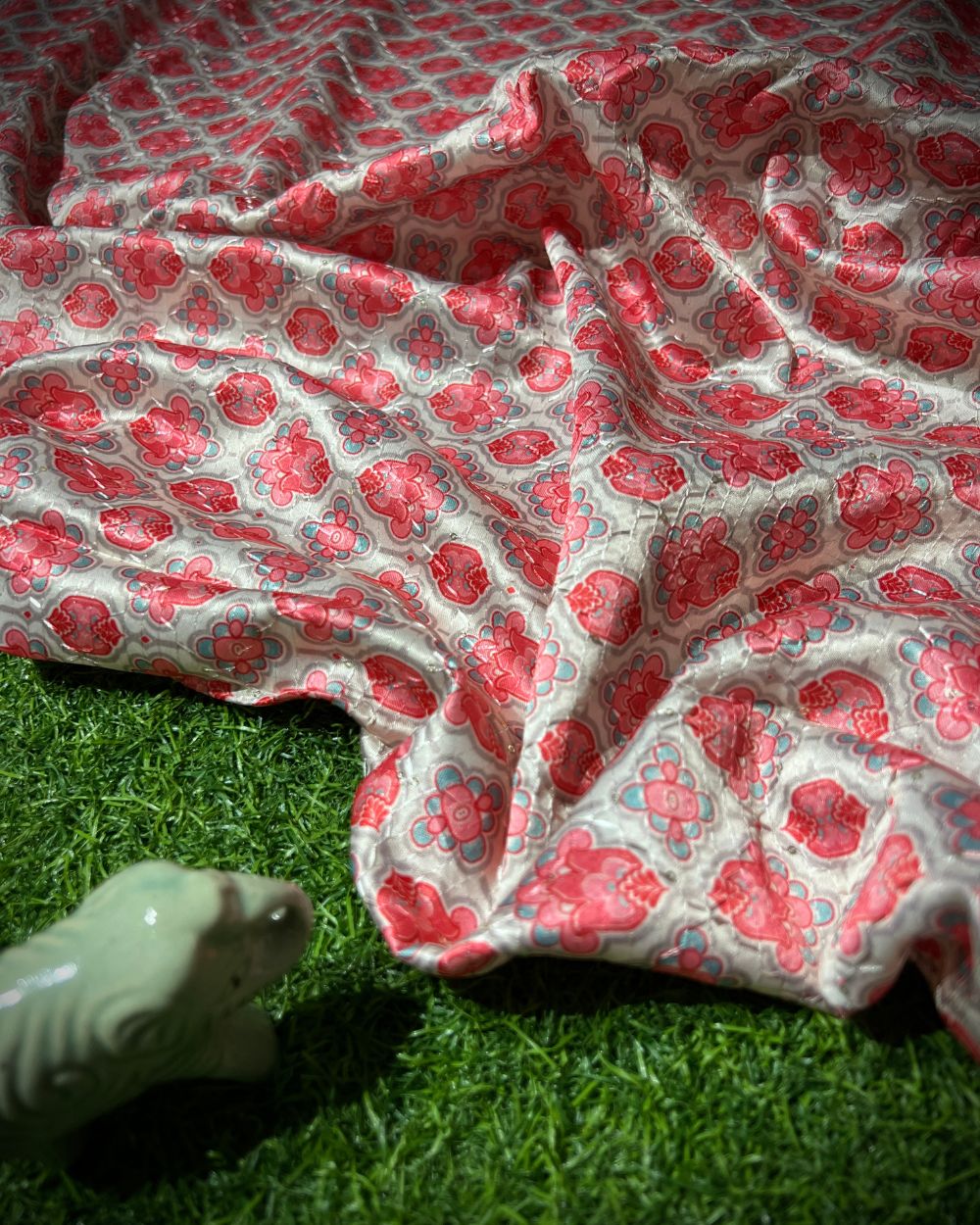 Silk Crochet Work Peach Pink Colour 42 Inches Width