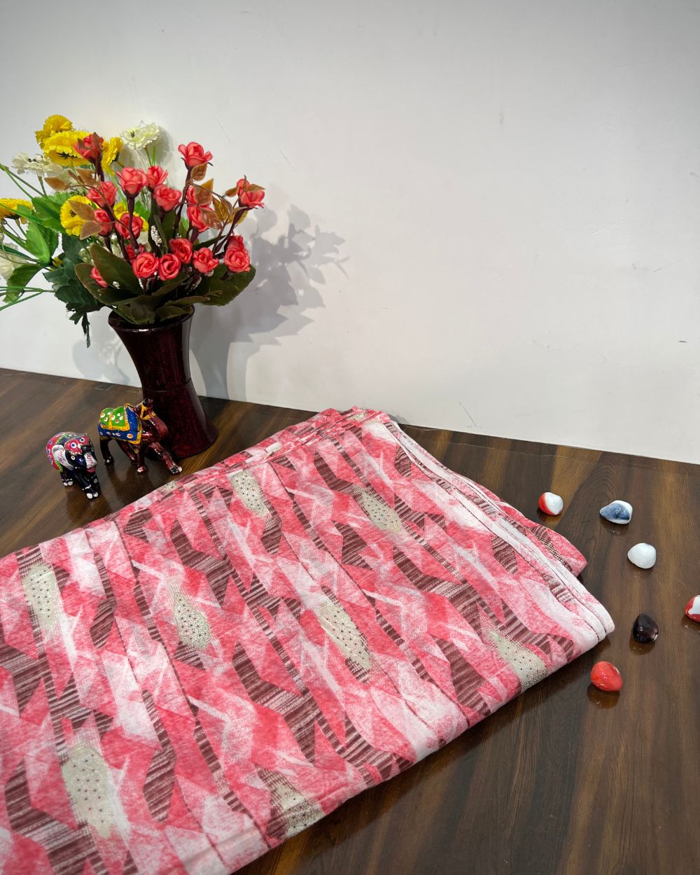 Mal Cotton with Foil Print Pink Colour 42 Inches Width