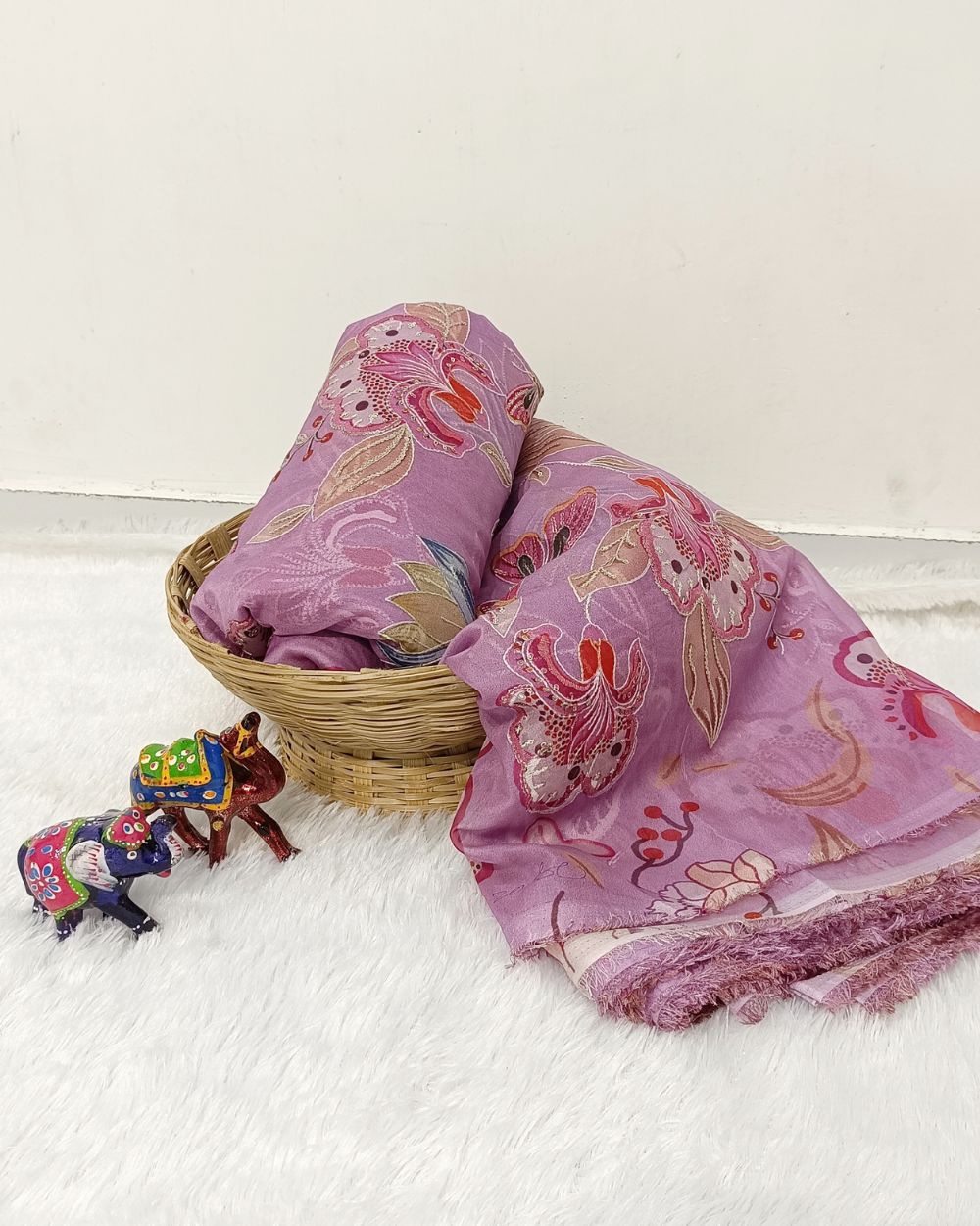 Pure Soft Organza Work Lavender Magenta Colour 44 Inches Width