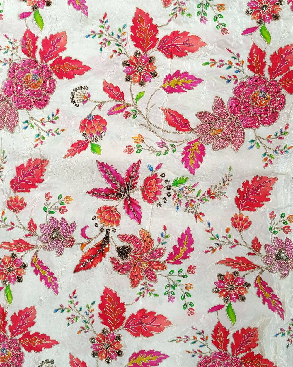 Natural Crepe Work Cream Colour 44 Inches Width