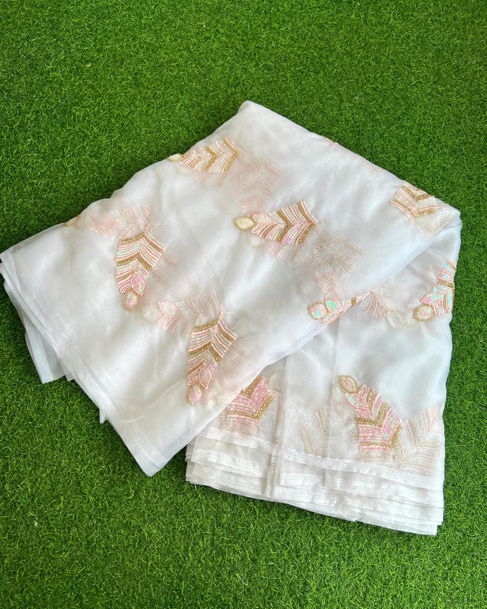 Dyeable Organza Work White Colour 45 Inches Width