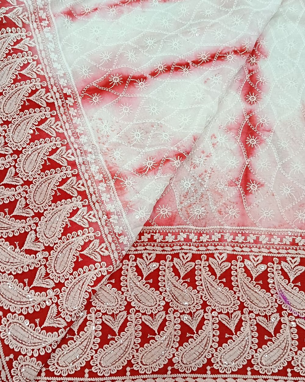 Cotton Shibori Work Red Colour 42 Inches Width