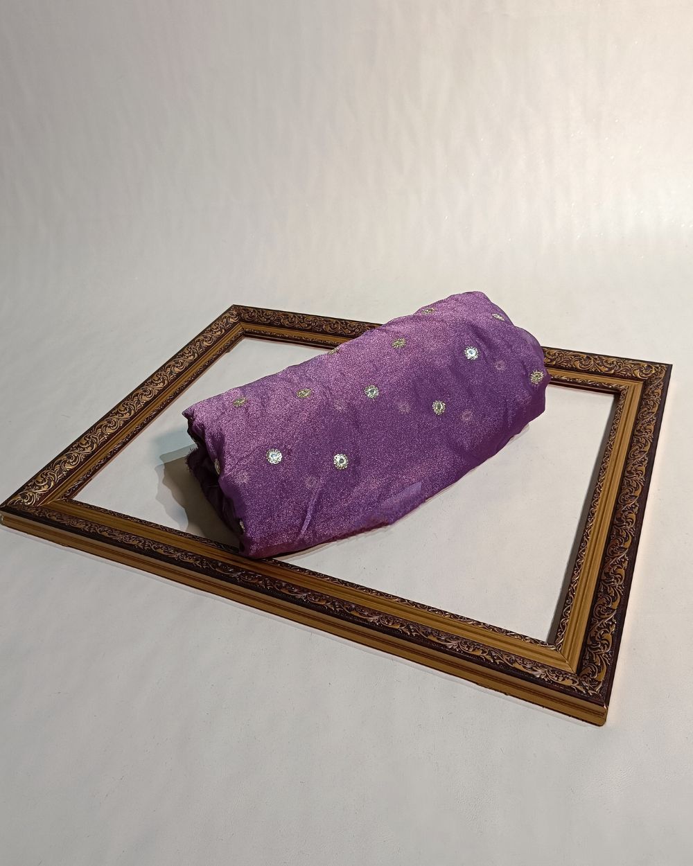 Premium NC Moss with Butti Work Pastel Purple Colour 44 Inches Width