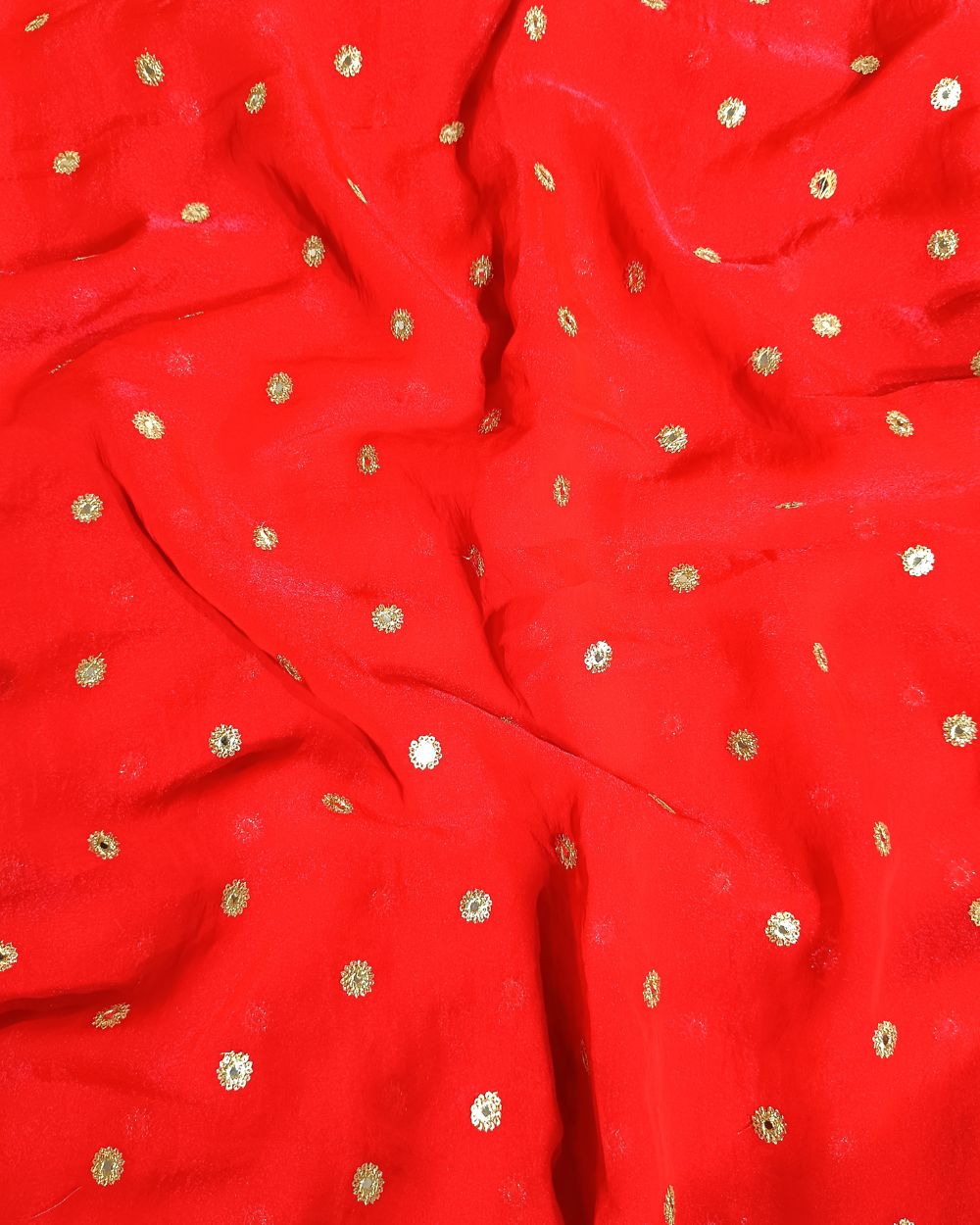 Premium NC Moss with Butti Work Red Colour 44 Inches Width