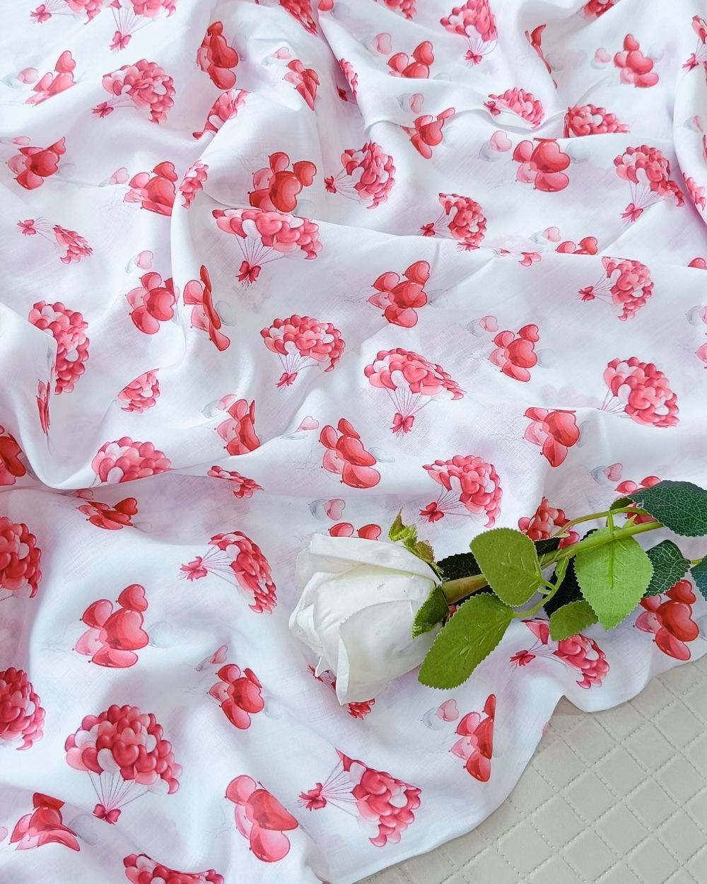 Soft Cotton with Kids Print (Baby/Nursery) White Colour 44 Inches Width