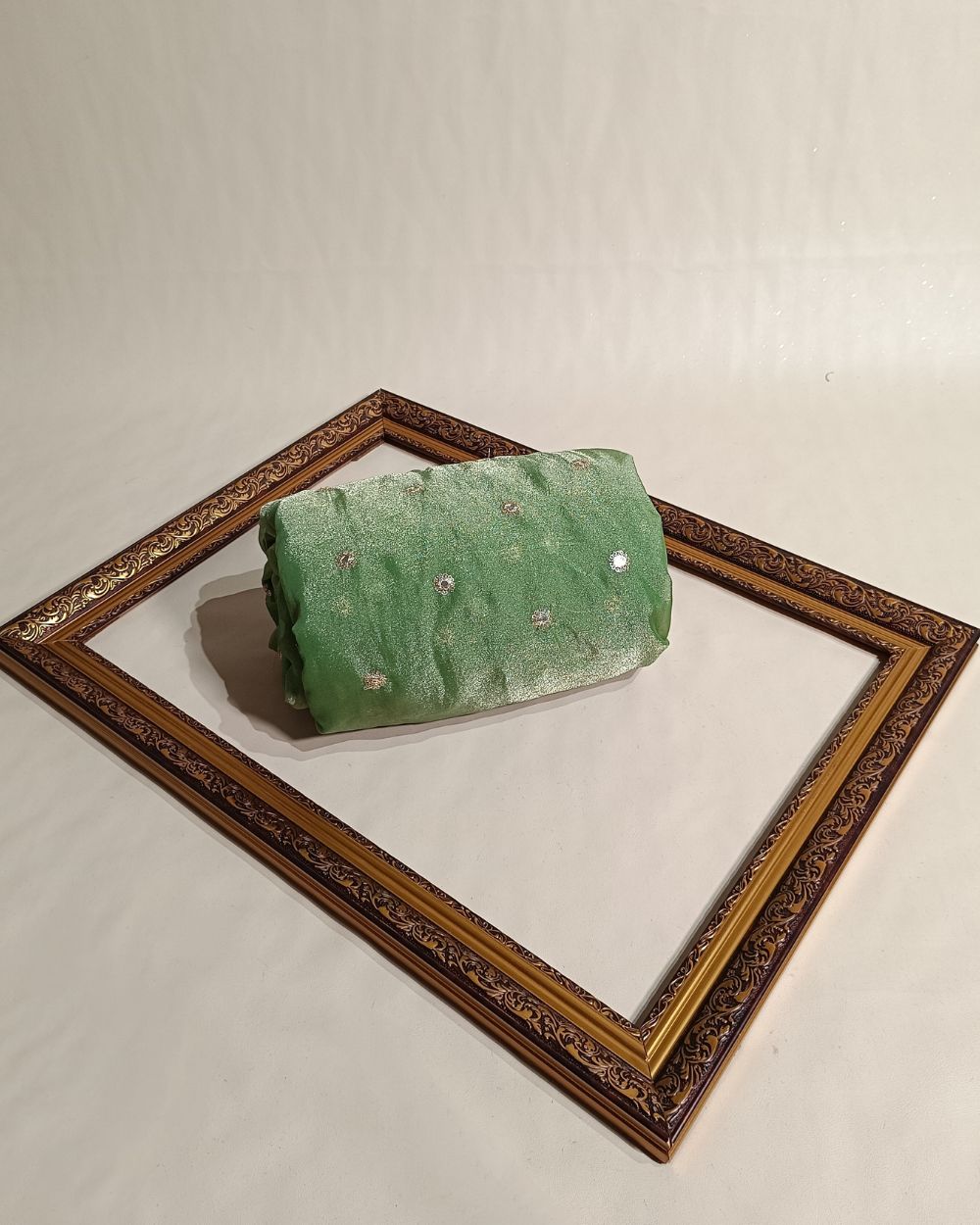 Premium NC Moss with Butti Work Light Pista Colour 44 Inches Width