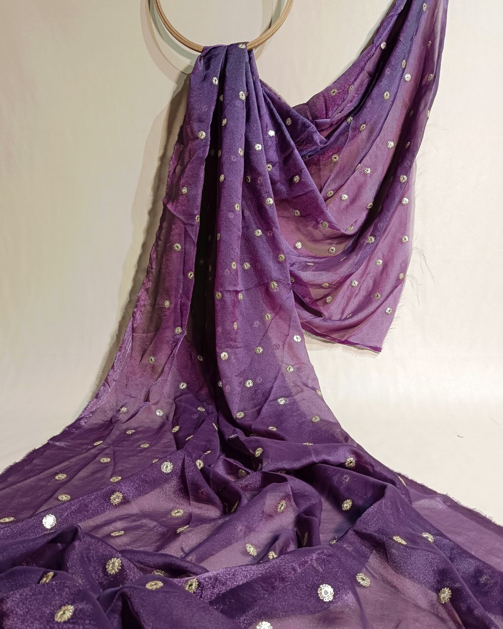 Premium NC Moss with Butti Work Pastel Purple Colour 44 Inches Width