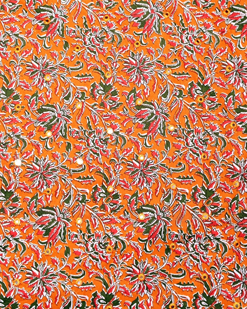 Cotton Abla Work Orange Colour 44 Inches Width