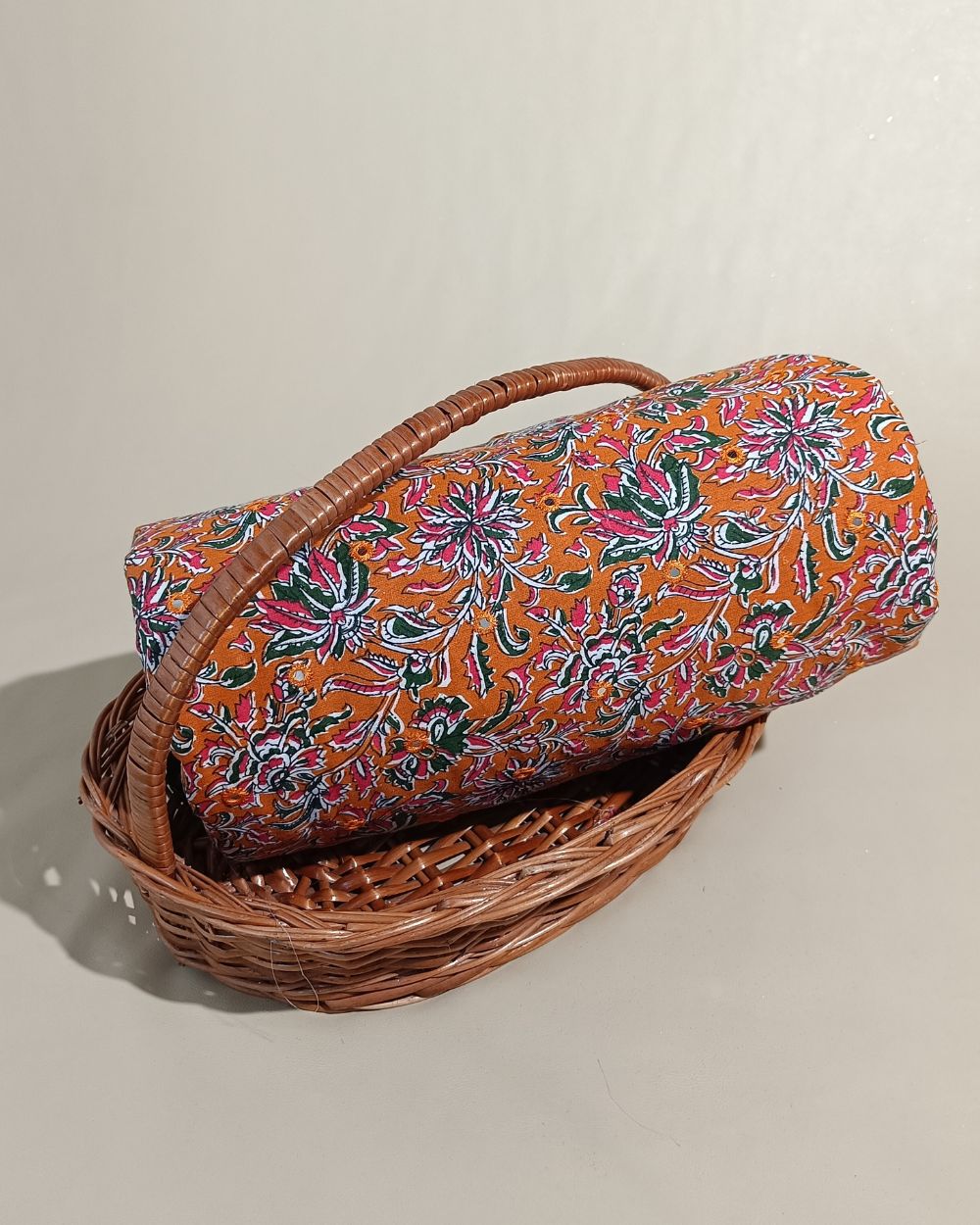 Cotton Abla Work Orange Colour 44 Inches Width