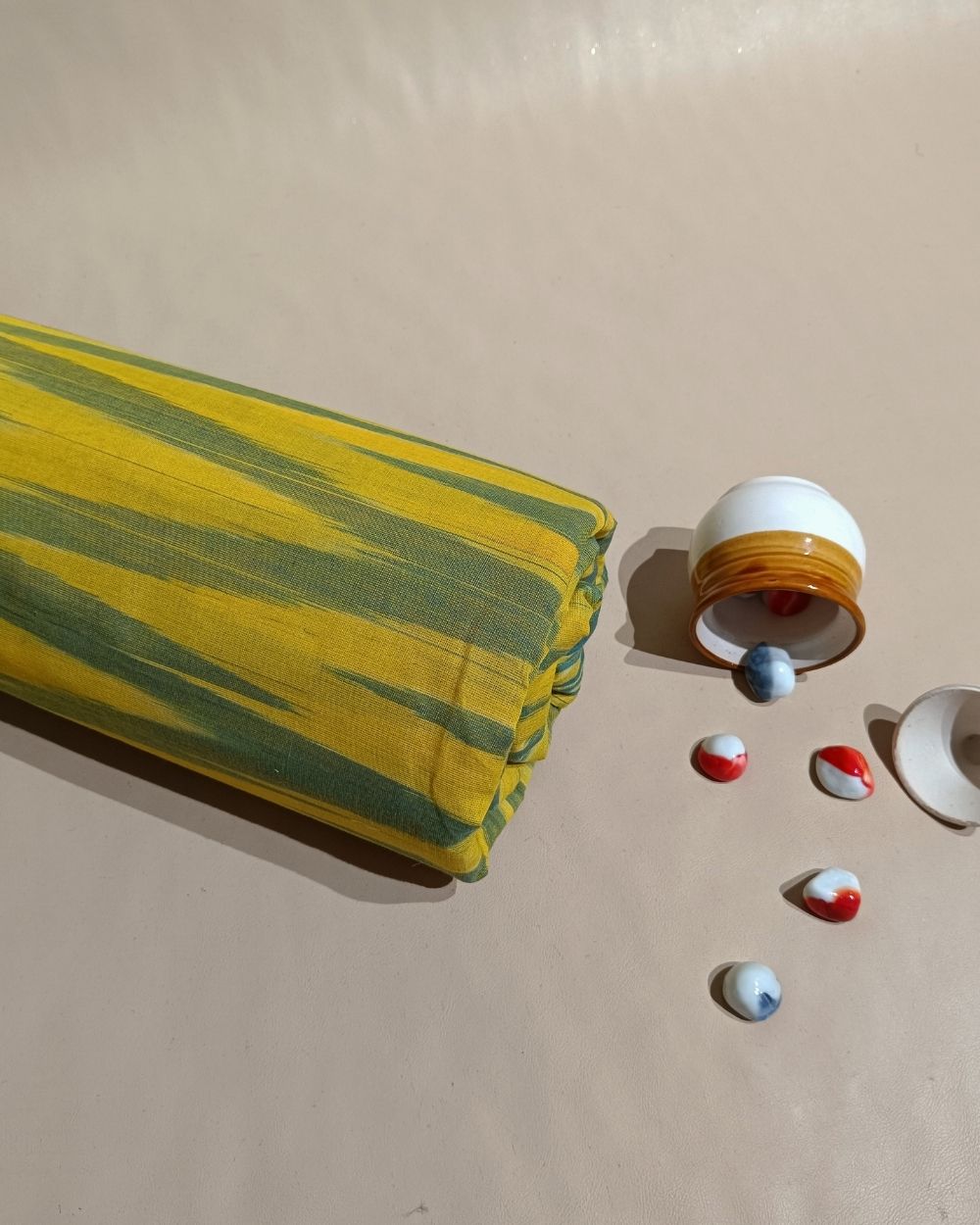 Woven Pure Cotton Ikat Lemon Yellow Colour 42 Inches Width