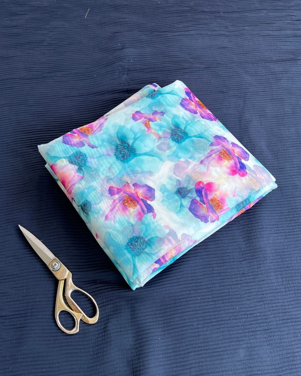 Premium Printed Organza Sky Blue Colour 42 Inches Width