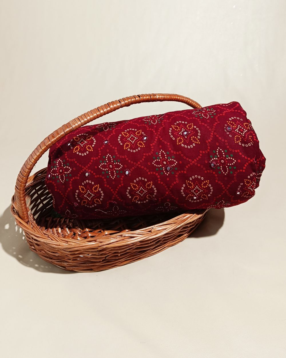 Cotton Abla Work Maroon Colour 44 Inches Width