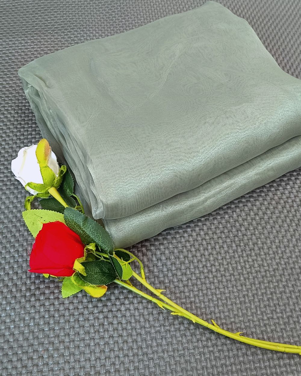 Plain Organza Spruce Stone Blue Colour 45 Inches Width