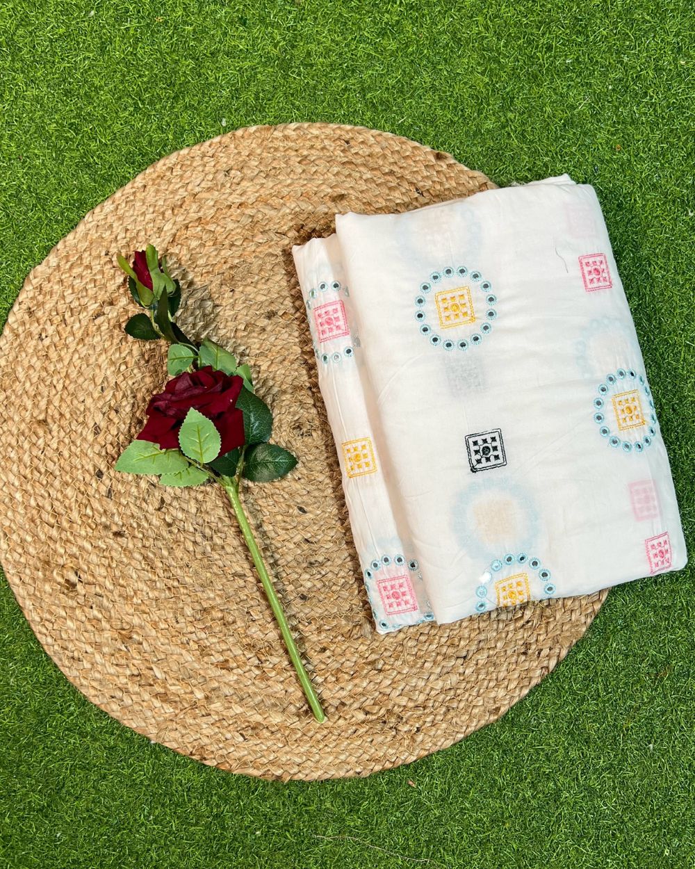 Cotton Work White Colour 44 Inches Width