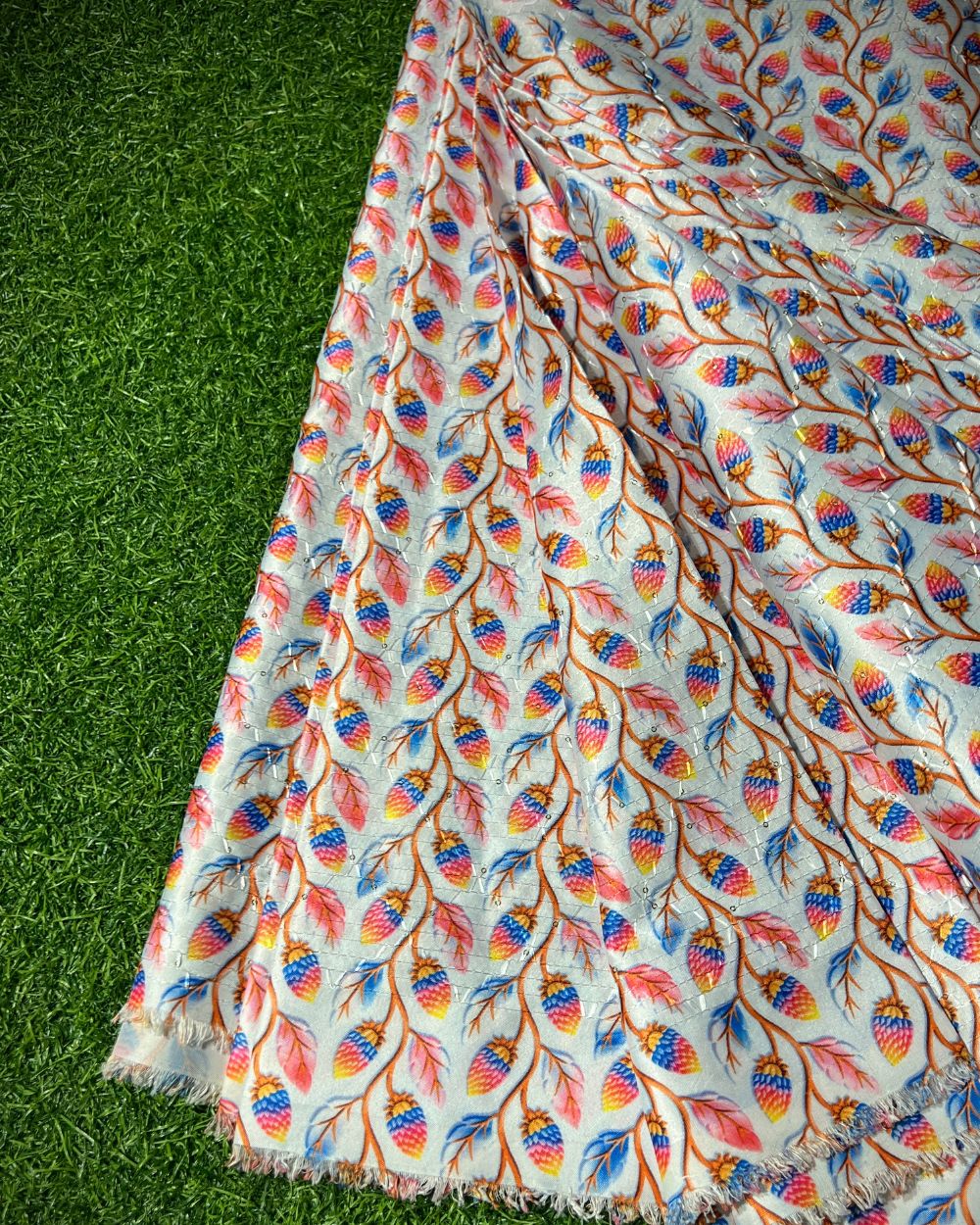 Silk Crochet Work Multicolor 42 Inches Width