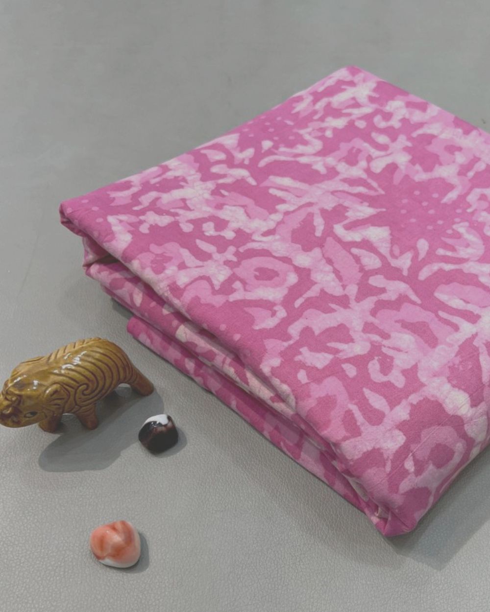 Cotton Dabu Hand Block Print Pink Colour 44 Inches Width