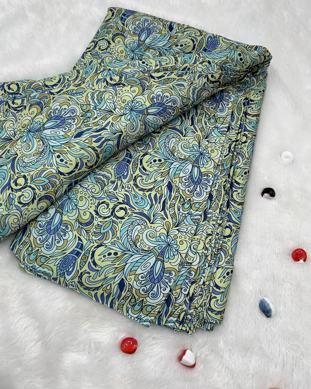 Printed Cotton Mix Pashmina Pista Colour 42 Inches Width