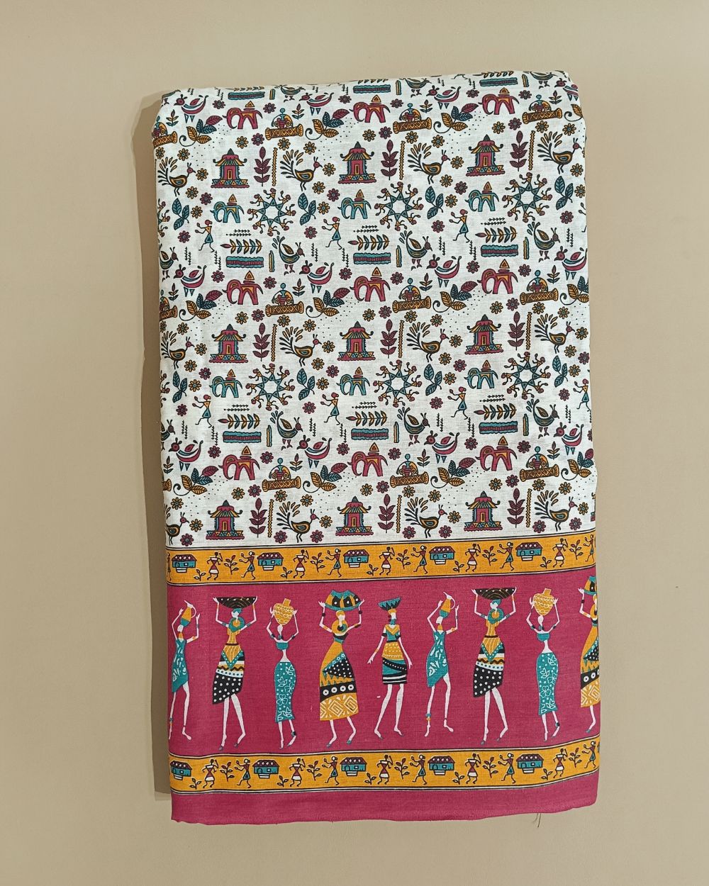 Cotton Warli Print White Colour 44 Inches Width