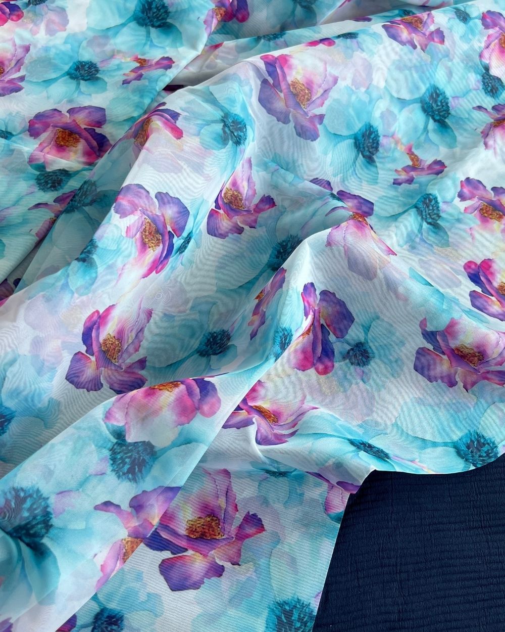 Premium Printed Organza Sky Blue Colour 42 Inches Width