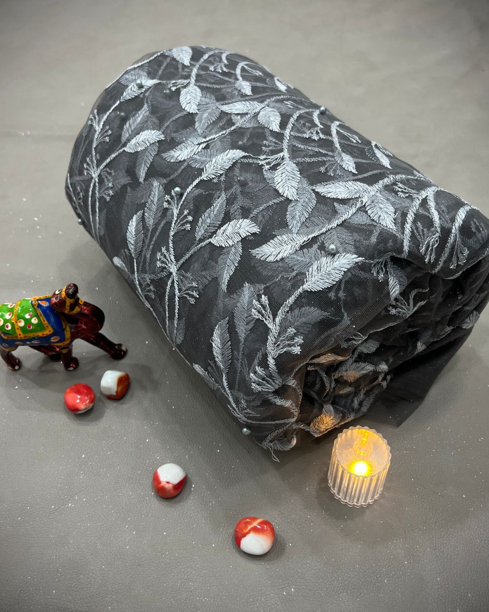 Moti Net Work Grey Colour 42 Inches Width