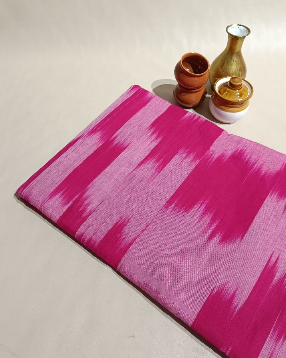 Woven Pure Cotton Ikat Rani Pink Colour 42 Inches Width