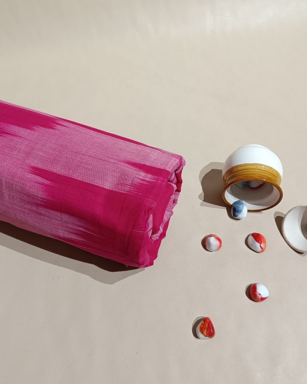 Woven Pure Cotton Ikat Rani Pink Colour 42 Inches Width