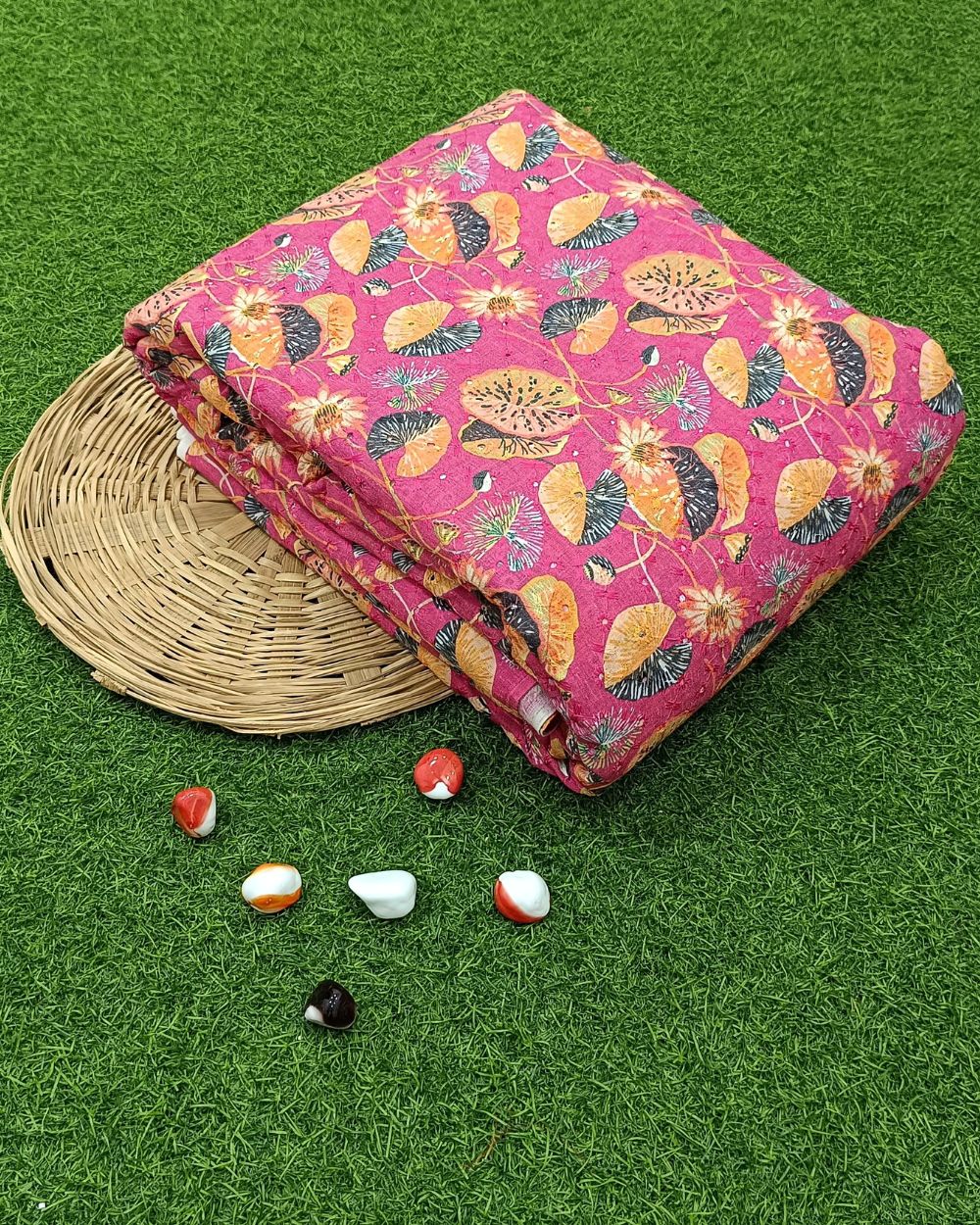 Printed Hakoba Cotton Pink Colour 42 Inches Width