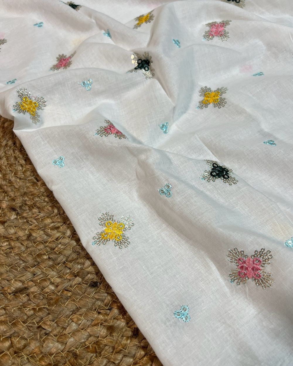 Cotton Work White Colour 44 Inches Width