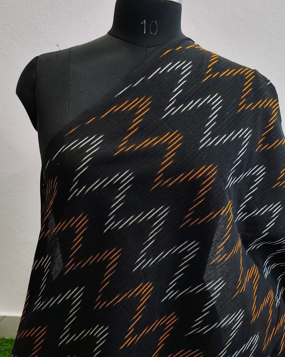 Woven Pure Cotton Ikat Black Colour 42 Inches Width