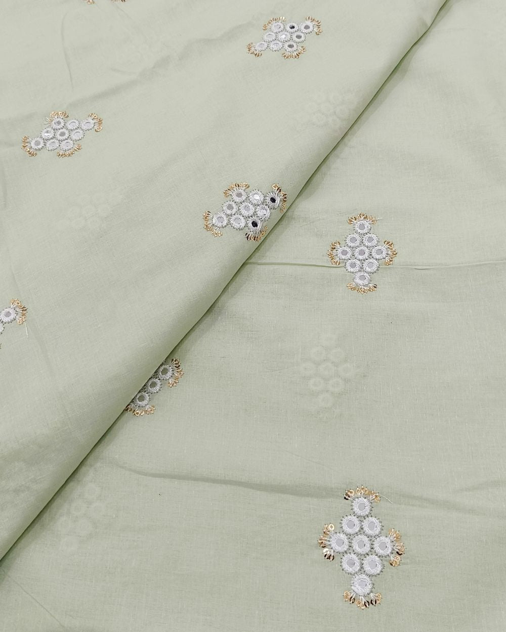 Cotton Abla Work Light Pista Colour 40 Inches Width