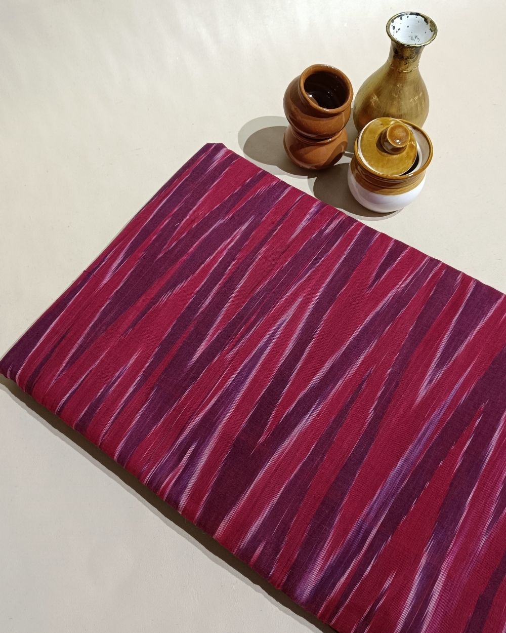 Woven Pure Cotton Ikat Light Maroon 42 Inches Width