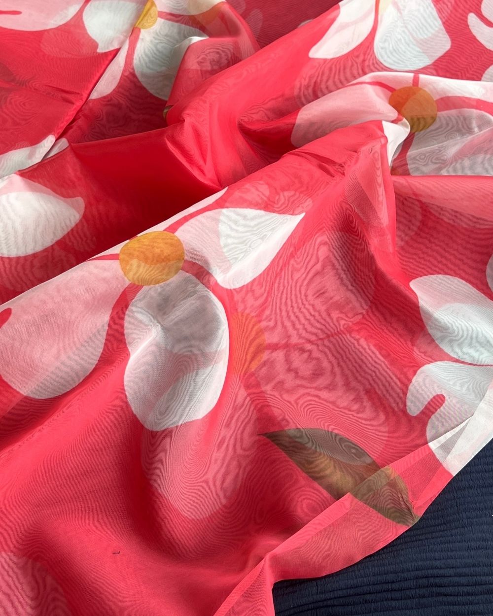 Premium Printed Organza Red Colour 42 Inches Width