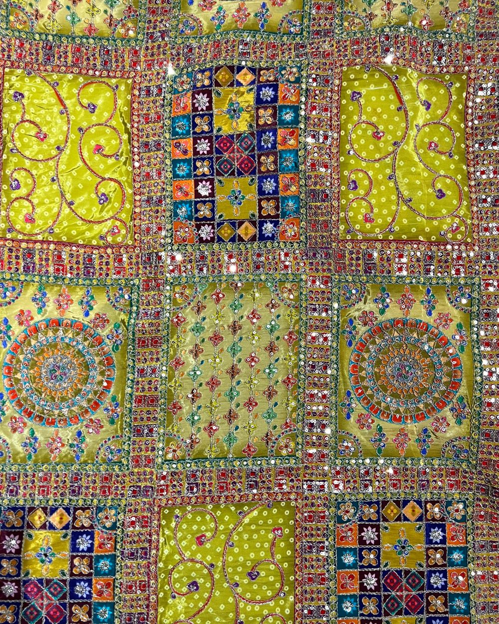 Natural Crepe Work Lemon Green Colour 42 Inches Width