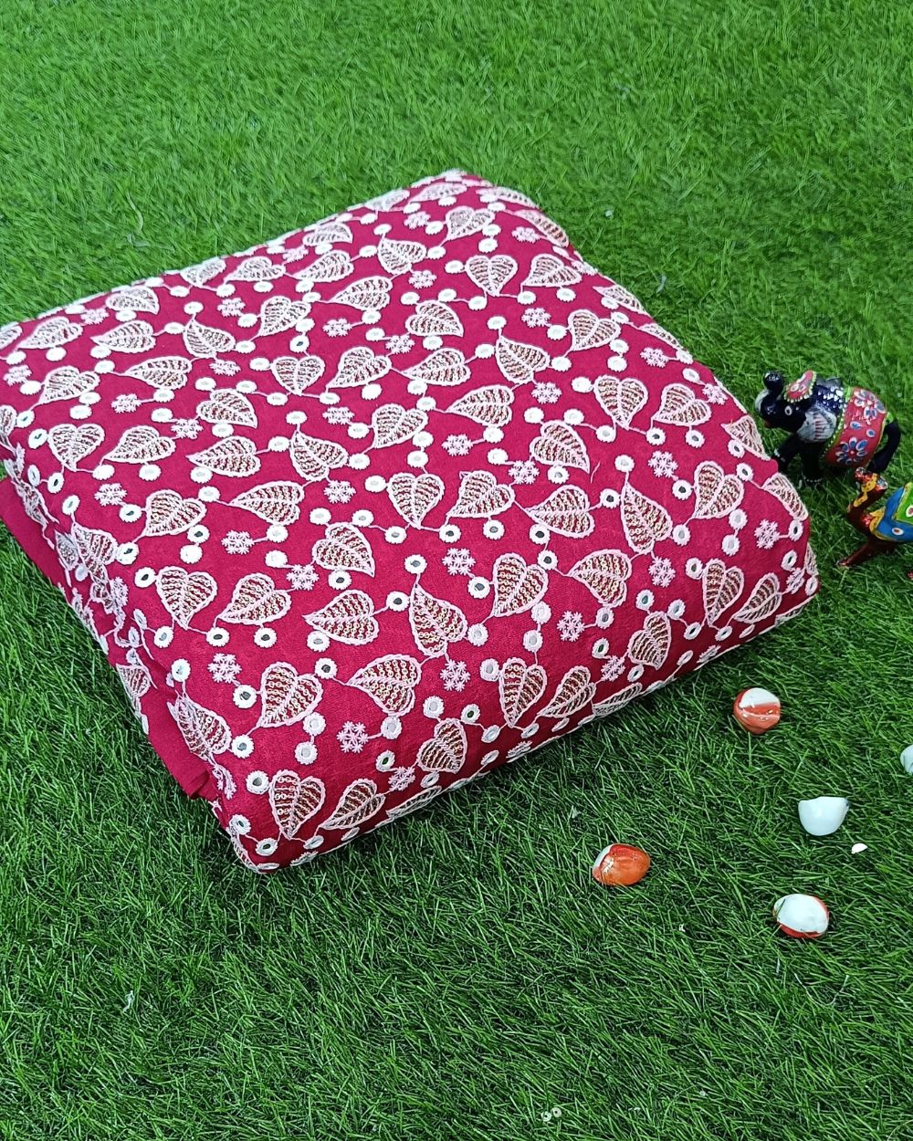 Vichitra Silk Work Dark Pink Colour 44 Inches Width