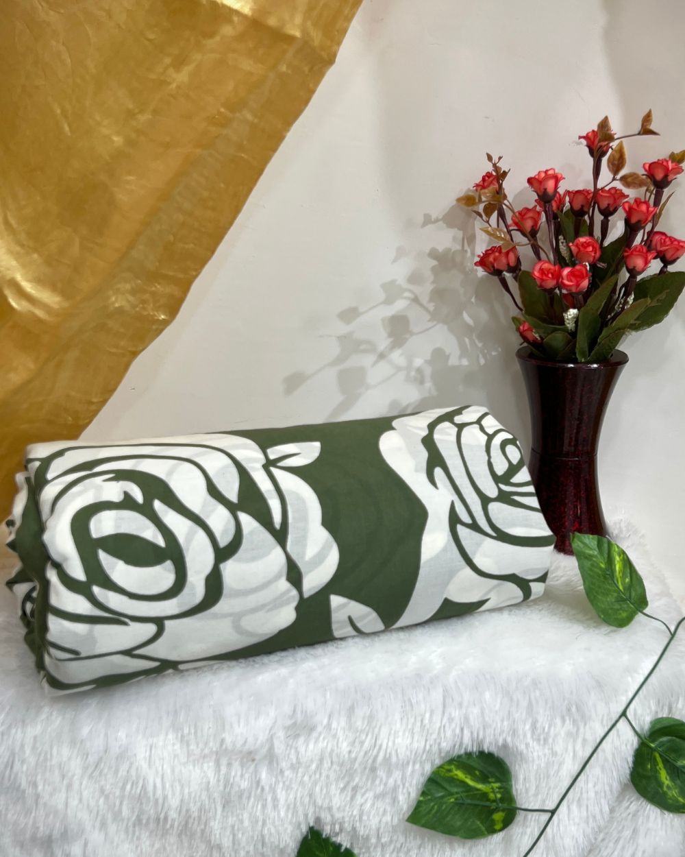 Printed Cotton Moss Green Colour 42 Inches Width