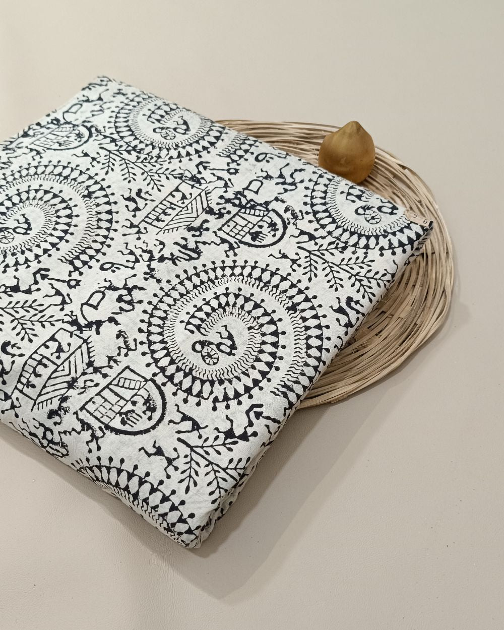 Bagru Hand Block Printed Cotton Off White Colour 45 Inches Width