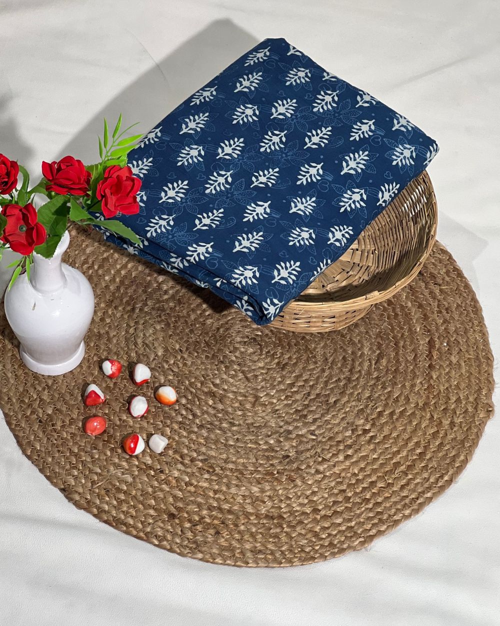 Hand Block Printed Cotton Indigo Blue Colour 44 Inches Width