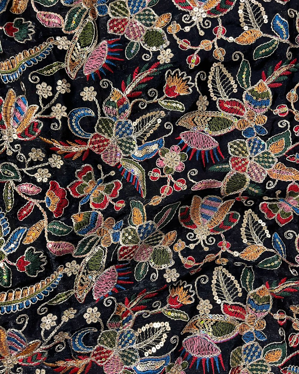 Space Silk Work Black Colour 42 Inches Width