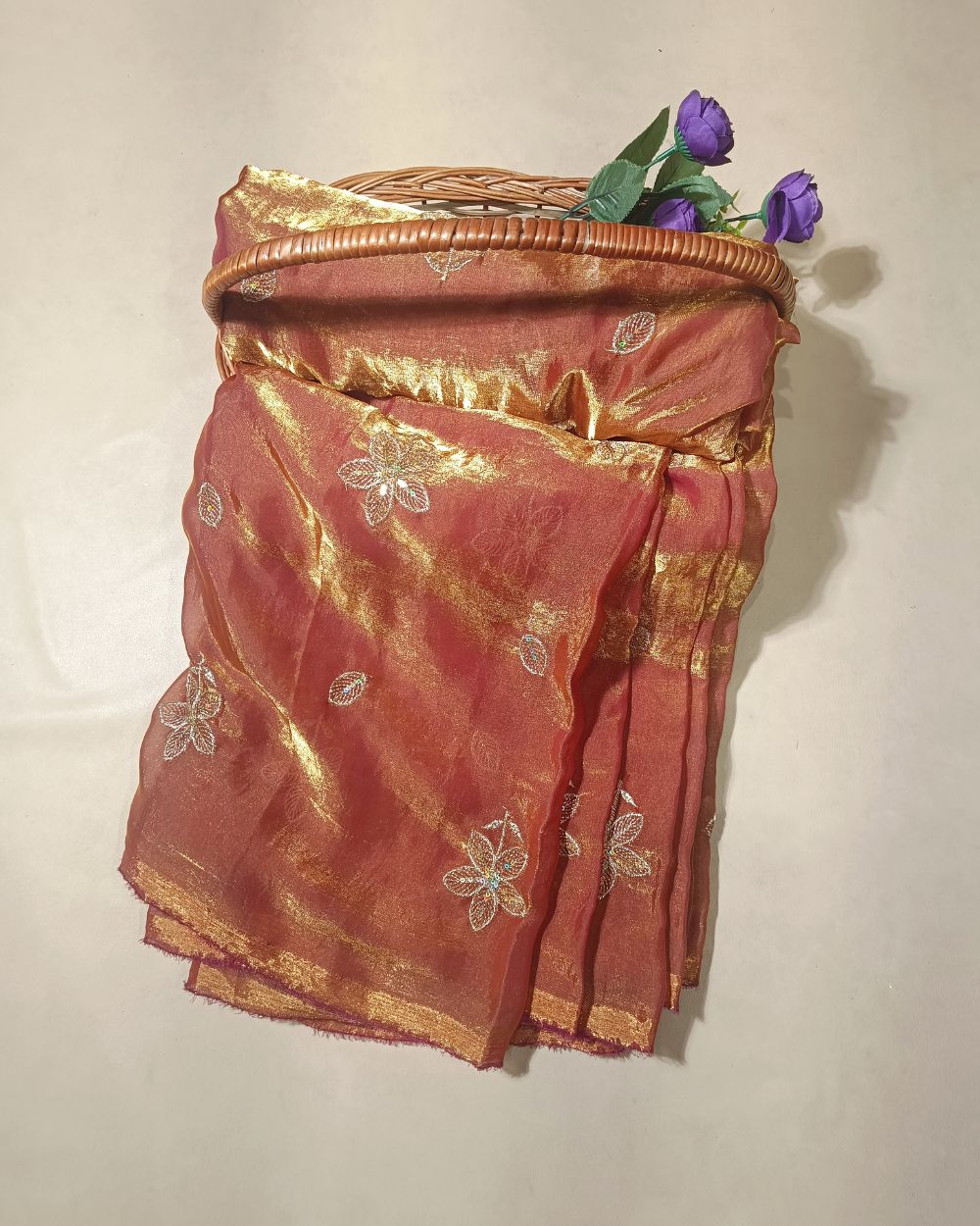 Space Silk Work Copper Colour 47 Inches Width
