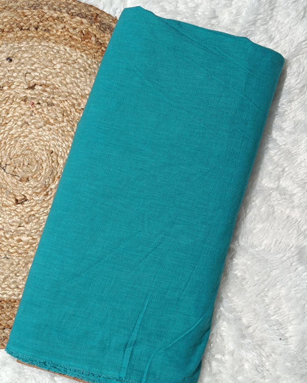 Plain Cotton Linen Peacock Blue Colour 44 Inches Width